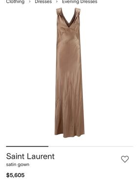 Saint Laurent Satin V-Neck Maxi Gown in a lavender color not bronze brown